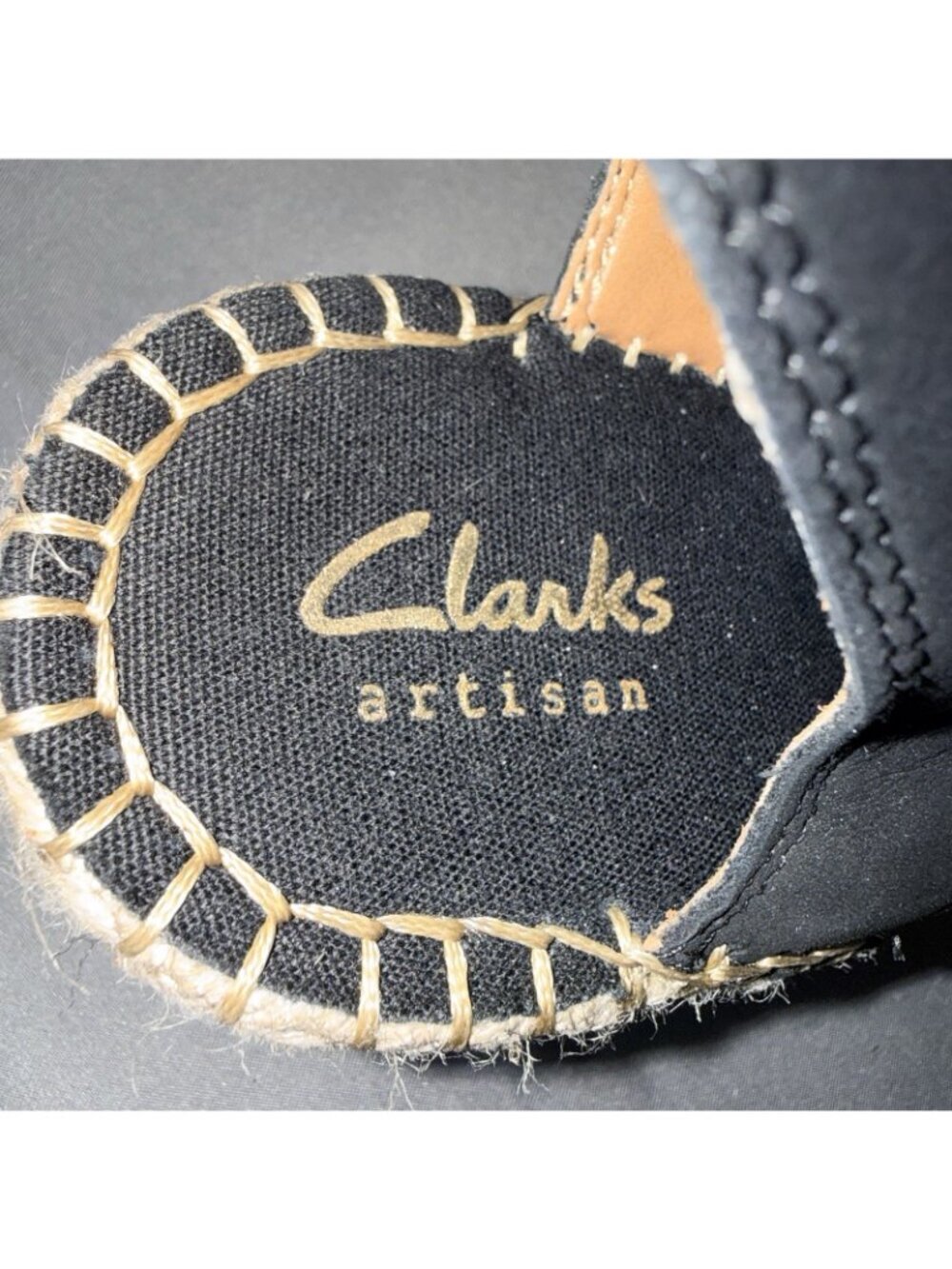 Clarks Artisan Petrina Selma Black Perforated Espadrille Wedge Sandals Size 6 - Picture 4 of 6